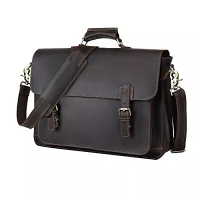 Full Grain Leather Briefcases For MenMens Messenger Bag Fits17.3 Laptop • $200.54