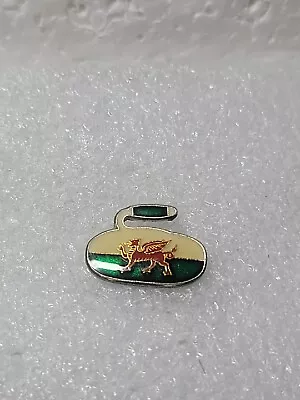 Wales Curling Rock Stone Enamel Lapel Pin United Kingdom Vintage Clutch Back • $14.99