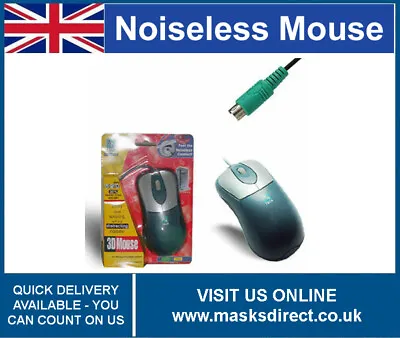 Wired 3D Noiseless Mouse Ball Mice Wheel Scroll PS/2 For PC / Desktop Computer • £7.49