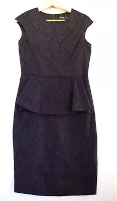 Zara Basic Black Brocade Front Peplum Cap Sleeve Lined Bodice EUR S USA S • $15.44