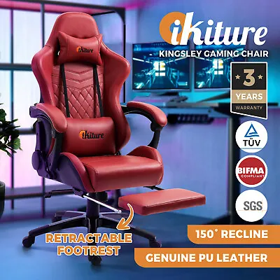 $209.95 • Buy Oikiture Gaming Chair Office Computer Chairs Footrest Executive Seat PU Leather