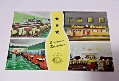 Juneau Wi Seaman's Recreation Bar Vintage Postcard Bowling Alley Diner Art Deco • $5.62