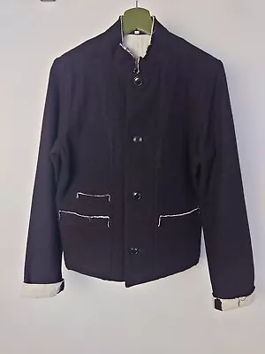 Shirin Guild Fitted Jacket Wool Blend Size Small Black Pockets Nehru Collar  • £129.99