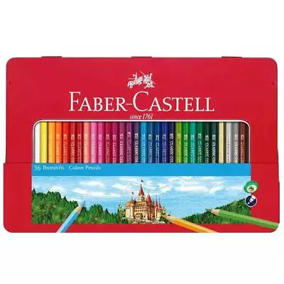 Faber-Castell Pencils Classic Colour Wood Hexagonal Shape Tin Of 36 (115886) • $20.95