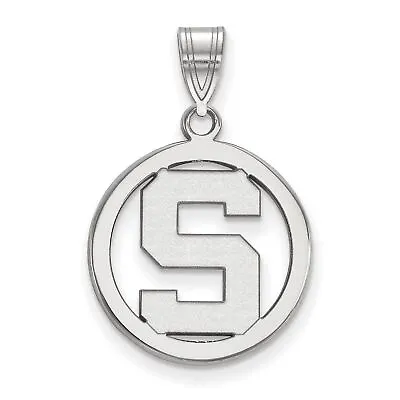 Michigan State Spartans School Letter Logo In Sterling Silver Circle Pendant • $51.99