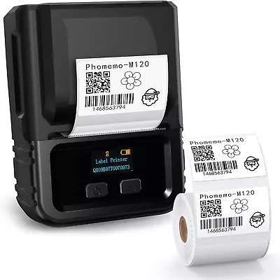 Phomemo M120 Label Maker- Barcode Printer Bluetooth Thermal Label Machine 2 Inch • $78.48