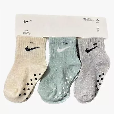 Nike Baby Boys / Girls Ankle Gripper Socks (3 Pairs) Size 2-4 Yrs NWT • $15