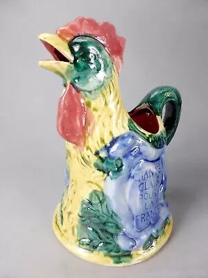 Majolica Rooster  Jug / Pitcher Le Gaulois Chante Clair Pour La France Cock • $60