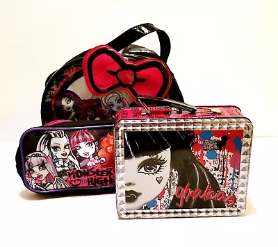 Monster High Case Lot Lunch Box Tin Carrying Case And Pencil Bag 3pc • $24.03