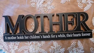 Wood  Mother   Child  Sentiment Black Plaque Laser Cut Out Block Letter Standing • £24.06