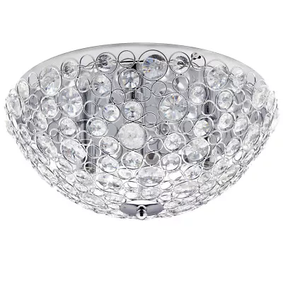 Litecraft Ovii Ceiling Light Bathroom Flush Mount IP44 Fitting - Polished Chrome • £84