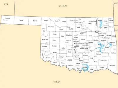 OKLAHOMA STATE COUNTY MAP GLOSSY POSTER PICTURE PHOTO PRINT City Counties 3403 • $14.99