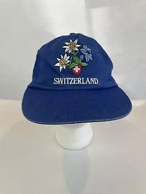 Vintage Royal Blue Snap Back Emboidered SWITZERLAND Cap Hat White Red Green • $12
