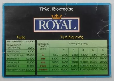 Mb Vtg 1986 Greek Royal Title Deeds Hotels Hotel Board Game Part • £3.79