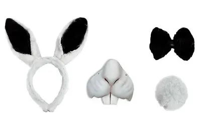 Bunny Rabbit Nose Ears Tail Black White Bow World Book Day Alice Fancy Dress • £11.49