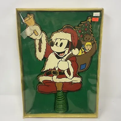 Vintage Disney Tree Topper Santa Mickey Mouse Wood Painted 14” • $45