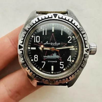 RARE VOSTOK Amphibian 200m Diver Military 2409A USSR Watch Wrist Soviet Vintage • $125.86