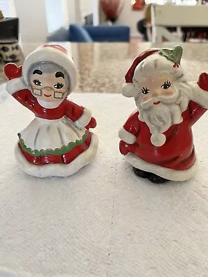 Vintage 1979 Adorable Mr. & Mrs. Santa Claus Ceramic Figurines • $25