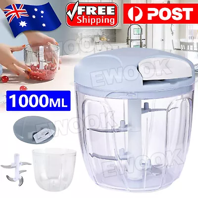 Manual Food Chopper Pull Cord Vegetable Slicer Hand Blender Cutter Kitchen Tool • $16.95