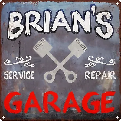 Brian's Garage Shop Rust Man Cave Shop Gift Home Decor 12x12 Metal Sign SS142 • $21.95