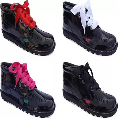 WhiteBlackPinkRed Ribbon Shoelaces Fits Kids School Shoes Boots Kickers • £2.95