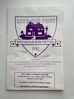 Nottingham Beer Festival 1992 Programme - Victoria Leisure Centre - VGC • $5.05
