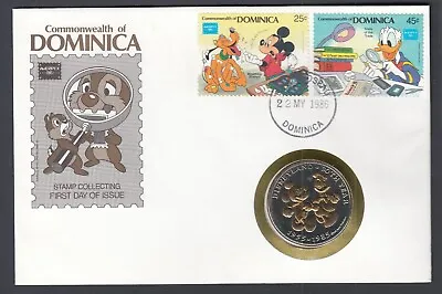 Dominica Walt Disney Stamp First Day Cover Displaying 30 Years Medallion Mickey • $31.57