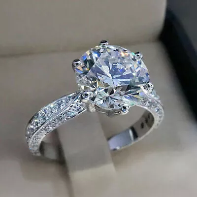 6.50 CT Round Cut Moissanite Solitaire Engagement Ring 14k White Gold Plated • $108.67