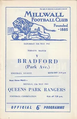 MILLWALL V BRADFORD PARK AVENUE 1962/63 DIVISION 3 • £1.49