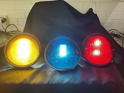 VINTAGE TRAFFIC LIGHT LENSES - SET Of 3 - 12” Plastic With Gaskets • $40