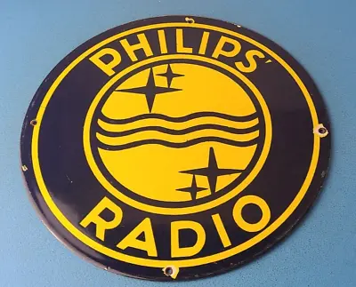 Vintage Philips Radio Sign - Stereo Recorder Sign - Porcelain Gas Service Sign • $143.47