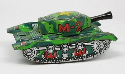 Vintage Metal Tin Army Friction Toy Tank M 2 Made In Japan  • $17.99