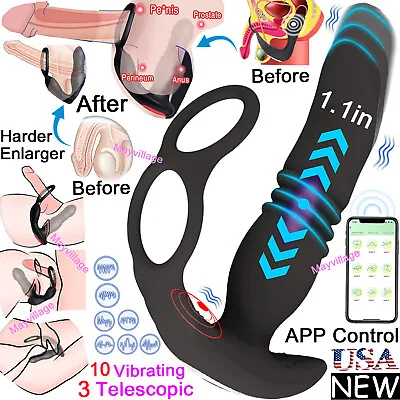 Thrusting Anal Dildo Vibrator Male Prostate Massager Ring Sex Toys For Men Women • $21.99