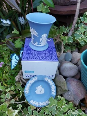 £12.99 • Buy Vintage Wedgwood Jasperware Pale Blue Posy Pot & Small Ash Tray Used C