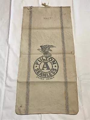 Vintage Fulton Seamless A Grain Sack Extra Heavy Eagle Cloth Bag Blue Stripes • $16.96