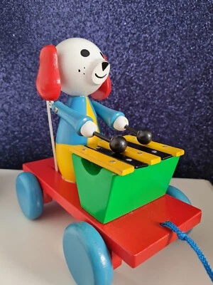 £15 • Buy Vintage Pull Along Wooden Dog Playing The Xylophone