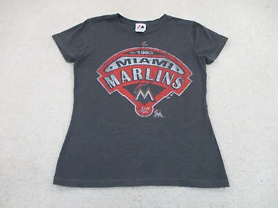 Miami Marlins Shirt Womens Medium Gray Orange MLB Baseball Outdoors Ladies A84 * • $15.10