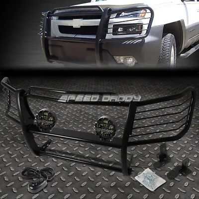 Black Brush Grille Guard+round Smoke Fog Light For 02-06 Avalanche W/ Cladding • $248.88