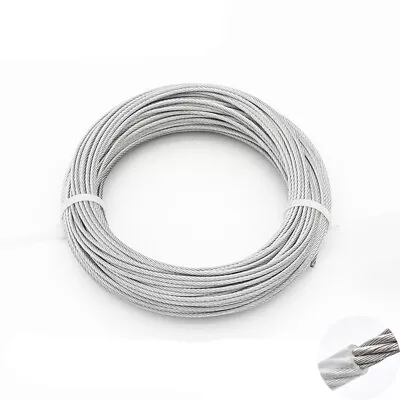 Stainless Steel Wire Rope Cable PVC Plastic Coated 1mm 2mm 3mm 4mm 5mm 6mm 8mm • £59.46