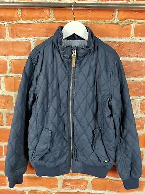 Boys Zara Navy Padded Coat Jacket Age 11-12 Years Quilted Zip Up Bomber 152cm • £9.99