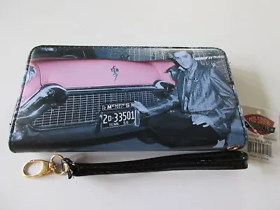 Elvis Presley Zipper Wristlet Wallet With Pink Cadillac Print - Licensed New • $21