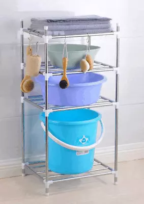 Kitchen Storage Shelf Rack Stainless Steel Pot Pan Cookware Storage 4/5Tiers UK • $14.91