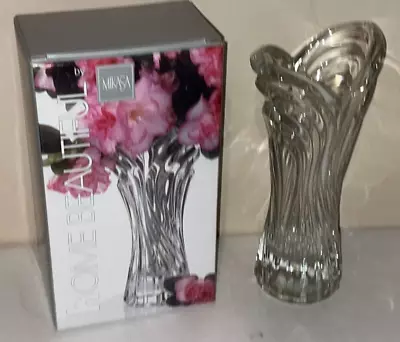 Mikasa Crystal Clear Glass Vase 8  Mystic Suite Heavy Swirls Japan NEW W/ Box! • $24.63