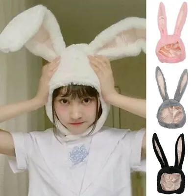 Bunny Hat Rabbit Ears Costume Hood Women Girl Party Cosplay Winter Warmer Cap • £6.83