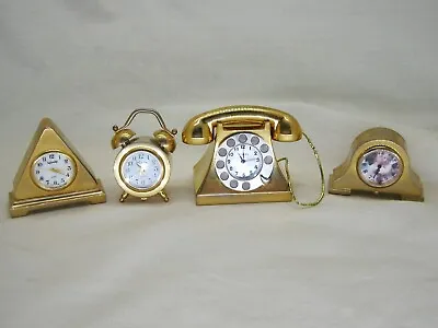 Lot Of 4 Mini Clocks Gold Tone • $45