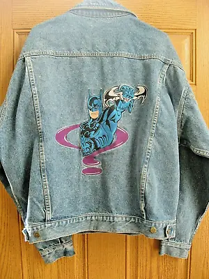 Vintage DC Men's Large Jean Jacket With Batman On The Back And Question Mark? • $60