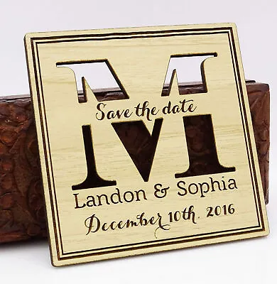 $81.39 • Buy Personalized Save The Date Wooden Engraved Magnets 20 Rustic Wedding-t9M