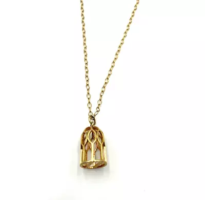 J. Crew Gold Tone Bird Cage Pendant Chain Link Necklace 32 -33.5   • $19.67