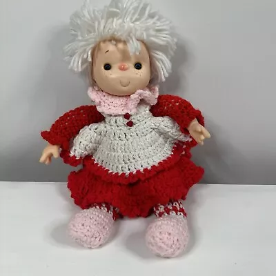 VINTAGE 16” Yarn Crochet 70’s Strawberry Shortcake Doll With Vinyl Freckle Face • $20