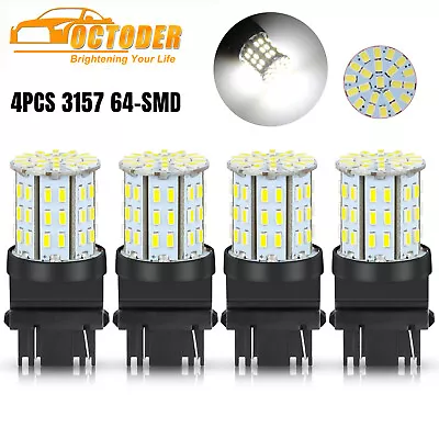 4x 3157 3156 64SMD LED Reverse Tail Brake Turn Signal DRL Light Bulb 6000K White • $8.98